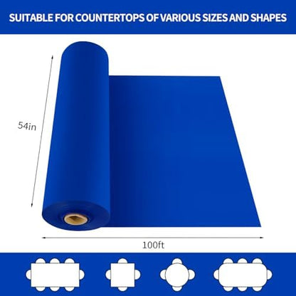 CXPSINC 54 Inch X 100 Feet Plastic Table Cover Roll Disposable Tablecloth with Slide Cutter for All Type/Shape Tables | Party, Banquet, Birthdays, Weddings(Blue, 100 Feet)