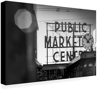 Wrapped Canvas Wall Art - Yale Gurney 'Pike Place Market' Wall Art for Living Room, Bedroom, or Office Décor - 16x24