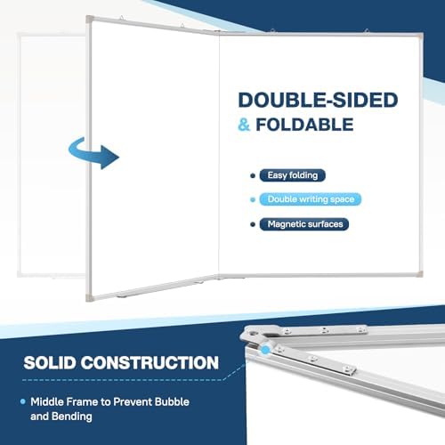 Double-Sided White Board Dry Erase Magnetic Whiteboard Wall 60x36 Foldable