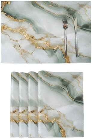 ALAZA White Marble 1 PC Placemats Rectangle Table Mat for Dining Table Restaurant Kitchen Home Decor, 12" x 18"