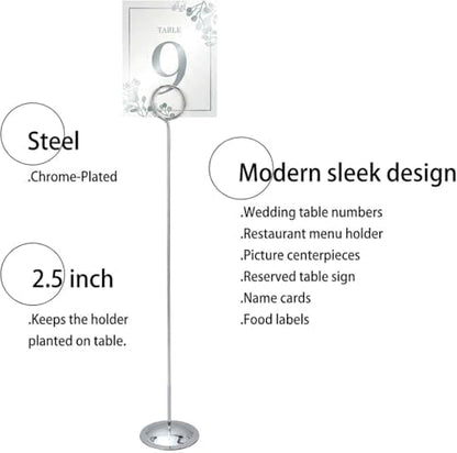 HOHIYA 12 Pack Silver Table Number Holders 12" Wedding Place Card Stands