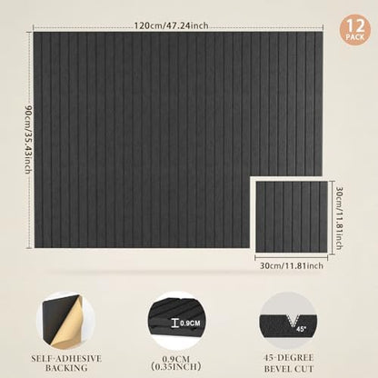 JBER Cork Board Alternative, 12 Pack 48" x 36" Felt Bulletin Board, Black