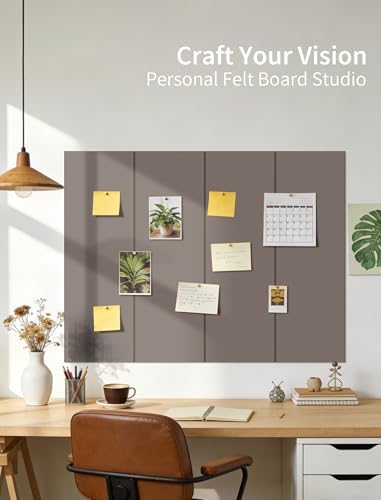 48" x 24" Cork Board Alternative, 8 Pack Felt Bulletin Board Tiles with 30 Adhesive Tabs Wall Push Pin Board for Office Classroom Bedroom Decor
