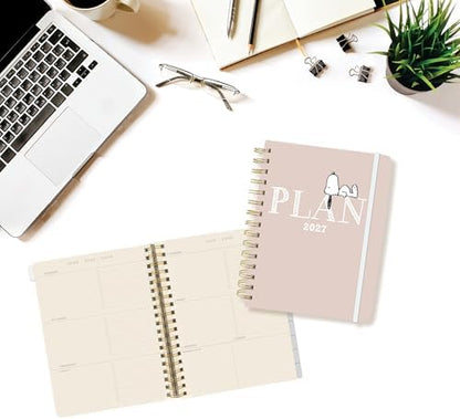 Graphique Peanuts 18 Month Planner, July 2026 – Dec. 2027, Hardbound Spiral Planner with Monthly Tabs, Holidays & Reminder Stickers, 6 x 8