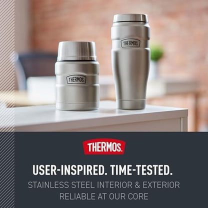 THERMOS Stainless King Food Jar with Spoon, 16oz, Matte Red