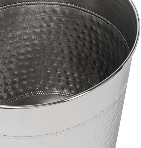 happimess Riley 2 Gal Hammered Steel Bin 10" H, Brushed Steel, Set of 2