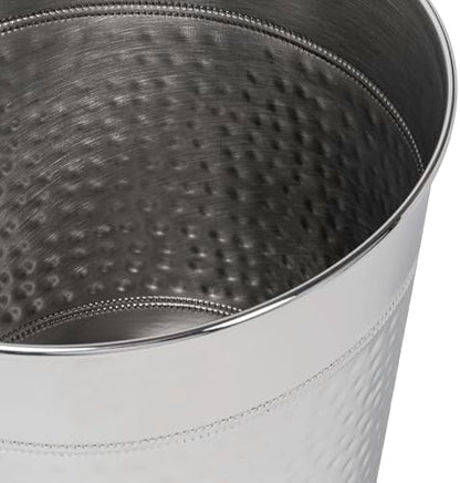 happimess Riley 2 Gal Hammered Steel Bin 10" H, Brushed Steel, Set of 2