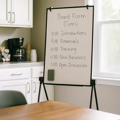 Flipside Products 24" x 36" Double-Sided Magnetic Dry Erase Swivel Adjustable Easel, Liftable, Whiteboard, Marquee, Store Sign, Sale Display, Flipchart Hooks, Marker Tray, Black Frame