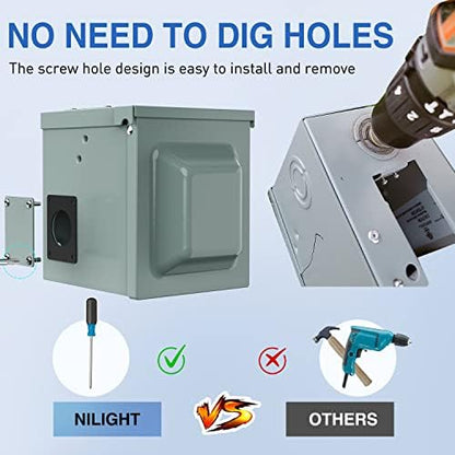 Nilight 50AMP RV EV Power Outlet Box 125/250V ETL Listed 14-50R Receptacle