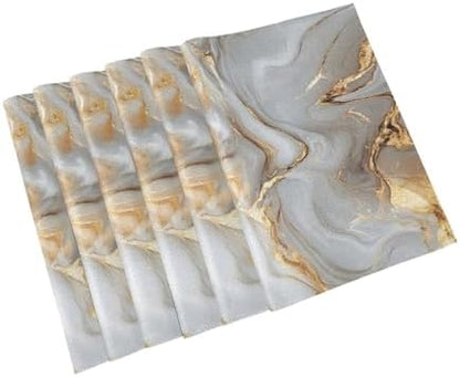 ALAZA White Gold Marble Pattern 1 PC Placemats Rectangle Table Mat for Dining Table Restaurant Kitchen Home Decor, 12" x 18"