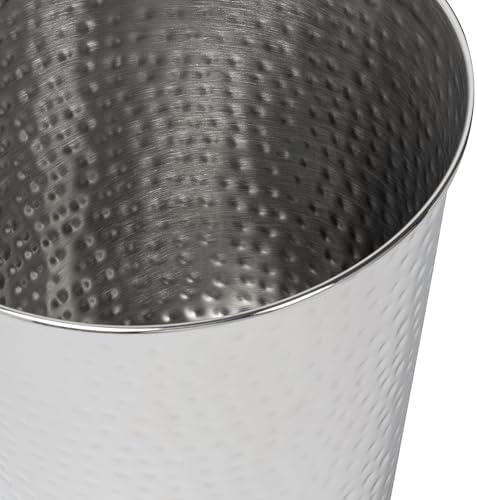 happimess Axel 2 Gal Hammered Steel Waste Bin 10", Brushed Steel