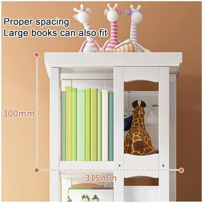 GAMAK Rotating Bookshelf 360 Display 4 Tier Floor Standing Bookcase Small Book Shelf Stand on Wheels Kids Bookshelf and Storage Rack for Small Space (Size : Pine, Color : Four)