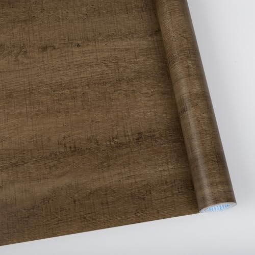 Wood Contact Paper, Walnut Wood Peel and Stick Wallpaper for Cabinets Textured, Self Adhesive Waterproof Wood Grain Wall Paper Easy to Clean for Furniture Countertops Drawer Shelf Liner 15.7"×472.4"