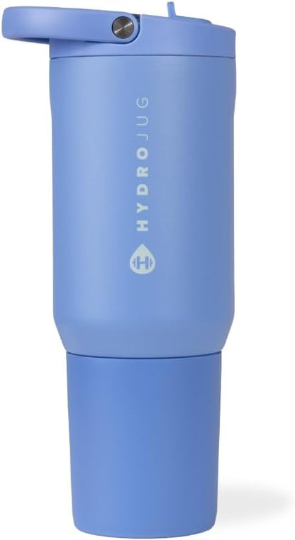 HydroJug Sport - Stainless Steel Tumbler with Straw, Vacuum Insulated, 20oz Leakproof Water Bottle, Ergonomic Design, Reusable, Dishwasher Safe, Rubber Base, Durable for Gym or Outdoors, Light Blue