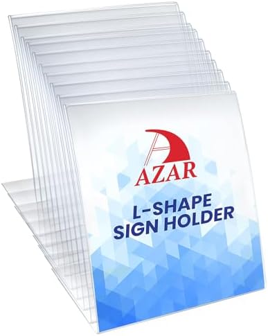 Azar Displays 112738 3.5" W x 3.5" H L-Shaped Acrylic Sign Holder-10pk