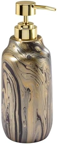Nicole Miller - Bathroom Set, 4pc Resin Countertop Accessories, Multipurpose Home Decor, Dorm Room Essentials (Harper Collection, Black/Gold)