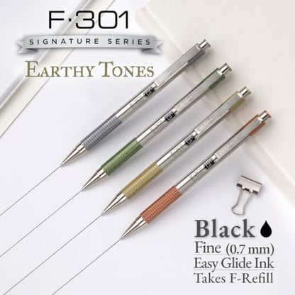 Zebra Pen F-301 Signature Series Ballpoint Pen, Black, 0.7mm, 4-Pk (27304)