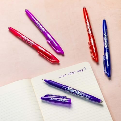 PILOT Frixion Heat/Friction Erasable Rollerball Pen FR7 - Medium Line 0.7mm Tip Nib - In Envelope Gift Packaging - Pack of 3 (Red)