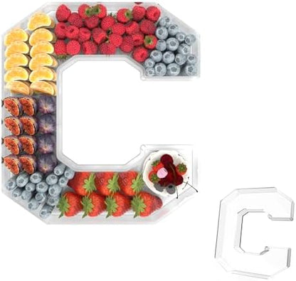 11" Acrylic Letter Charcuterie Tray,Fillable Alphabet & Number Box(Letter C)
