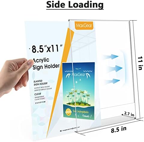 MaxGear Acrylic Sign Holder, 8.5 x 11 Slant Back Display Stand, 18 Pack