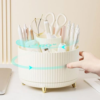 Gawsey Silver Desk Organizers and Accessories with Desk Organizer 360° Rotating Pen Holder and Office Supplies, Cute Stationery Supplies Set
