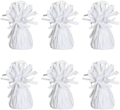 Beistle White Metallic Plastic Wrapped Balloon Weights For Birthday Parties, Weddings, Anniversaries, Table Décor, Celebrating With You Since 1900, 5.5" x 2.5", 6 Piece