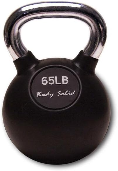 Body-Solid Rubber Coated Kettlebells with Kettle Grip Chrome Handle, Kettlebells for Weight Training and Core Workout Exercise Equipment.