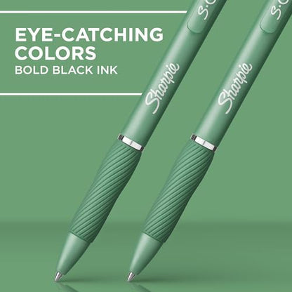 Sharpie S-Gel Gel Pens Drawing Pens Gel Ink For Journaling Writing Coloring Medium Point (0.7Mm) Green Barrel Black Ink 4 Count, Pack of 36