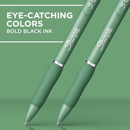 Sharpie S-Gel, Gel Pens, Medium Point, Black Ink | 0.7mm | Green Barrel | 8 Pens Total