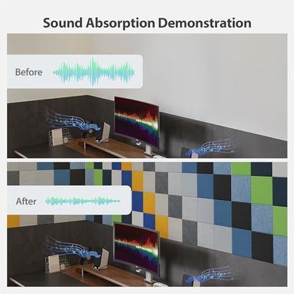 12 Pack Square Acoustic Panels Self Adhesive Sound Proof Foam(Blue Gray)