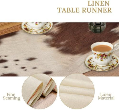 Cow Print Table Runner, Brown Cowhide Western Style Runner Country Farmhouse Cottage Patten Decoration for Home Kitchen Dining,13x60 Inch