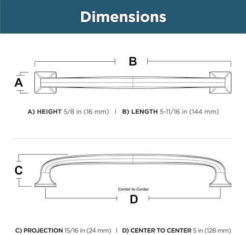 Franklin Brass (5-Pack) – Deep Bronze Cabinet Handles, 5-1/16 Inch Hole Center, Pulls for Drawers, Kitchen Cabinet Door, Dressers | Lombard