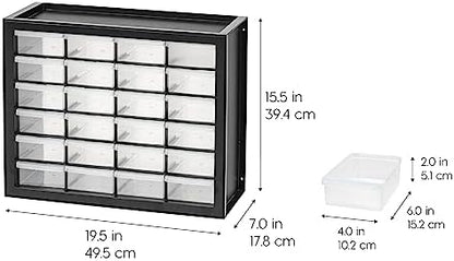 IRIS USA 24-Drawer Plastic Storage Cabinet, Teacher Toolbox, Garage, Black