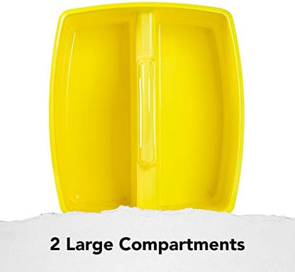 Storex 2-Compartment Large Craft Caddy – Multipurpose Classroom Organizer with Handle, Yellow, 1-Pack (00957C06C)