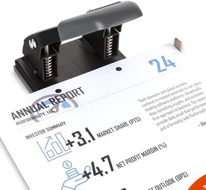 Swingline 2 Hole Punch, 28 Sheet Capacity Hole Puncher, Paper Punch, Low Effort Comfort Handle, Alignment Guide, Black (74050)