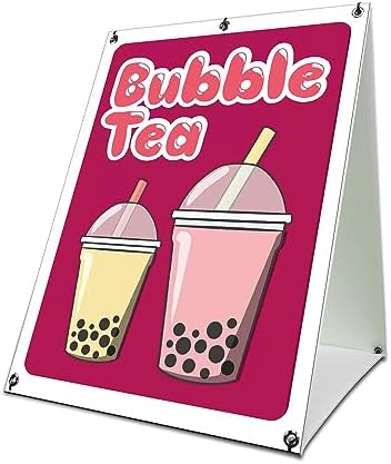 Bubble Tea 24" x 36" A-Frame Sidewalk Sign| Advertise Your Business | Images On Both Sides | Boba Milk Truck Advertising Displays | Made in The USA