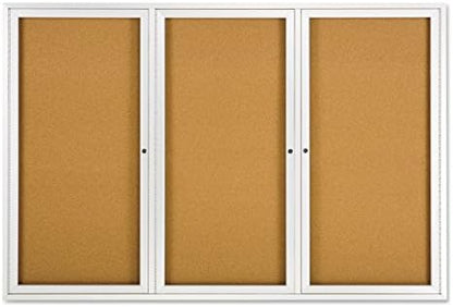 Quartet Bulletin Board, 6' x 4' Enclosed Cork Notice Board, Lockable Swing Doors, Aluminum Frame (2367)