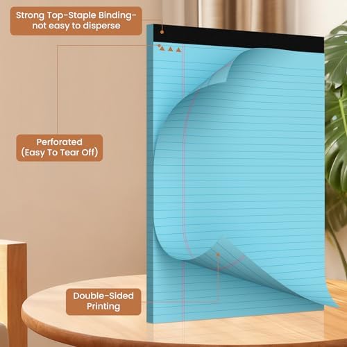 12pcs Legal Pads 8.5 x 11, Perforated Color Notepad 8.5x11, 50Sheets/Pad