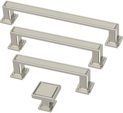 Franklin Brass 10 Pack Polished Nickel Cabinet Knobs 1 inch (25mm) Kitchen Cabinet Handles and Drawer Knobs for Cupboards, Dressers, Furniture, Bathroom Vanity |Recessed Square