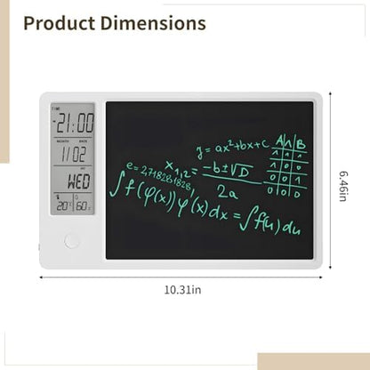 10.3 in LCD Desk Calendar Writing Tablet, Memory Aid Clock with Note Board, Rechargeable Task Planner with Time Date Temp Display, Includes Stylus, Gift for Retirement Men Women