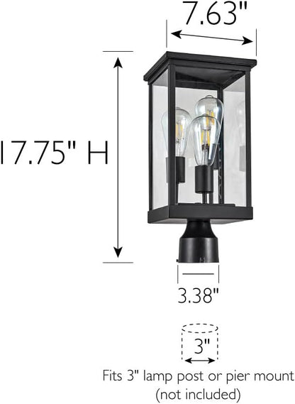 Mayfield Outdoor Lights with Clear Glass, Modern Post Lights – Backyard Lights for Patio, Driveway, Garden, and Porches, Decorative Lamp in Black, Design House 589200-BLK