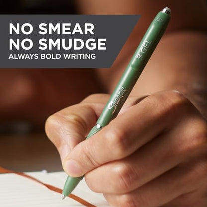 Sharpie S-Gel, Gel Pens, Medium Point, Black Ink | 0.7mm | Green Barrel | 8 Pens Total