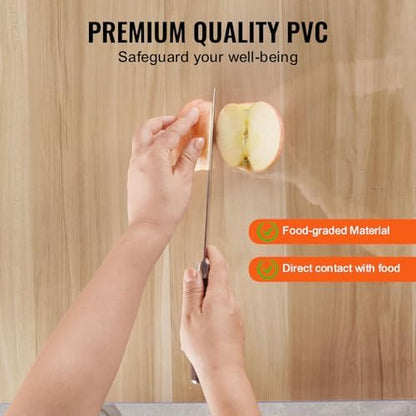 VEVOR Plastic Table Cover, 48 x 48 Inch 2.0 mm Thick Clear Round PVC Desk Mat Protector, Waterproof & Easy Cleaning Tablecloth for Office, Dresser, Dining Room, Night Stand