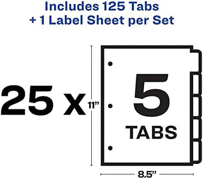 Avery Index Maker Clear Label Dividers, 5-Tab, White, 150 Sets