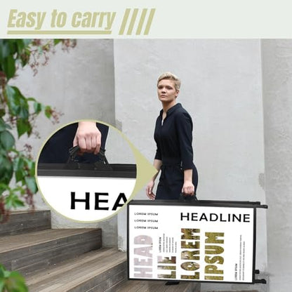 A Frame Sign 24x 36 Inch Heavy Duty Sandwich Board Double-Sided Folding Sign Holder Outdoor Pavement Sign for Businesses Store Signs (Frame only),1PACK