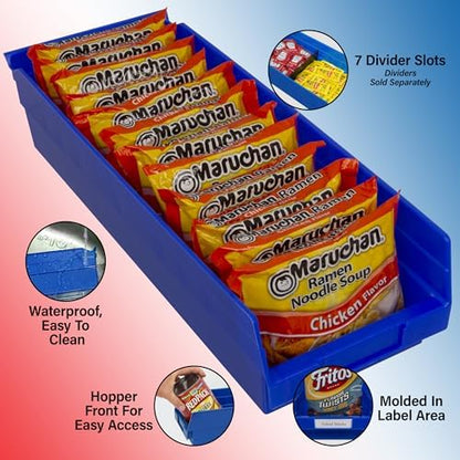 Akro-Mils 30138 Heavy Duty Plastic Shelf Bins, 18"x 6.5"x 4", Clear, 12-Pk