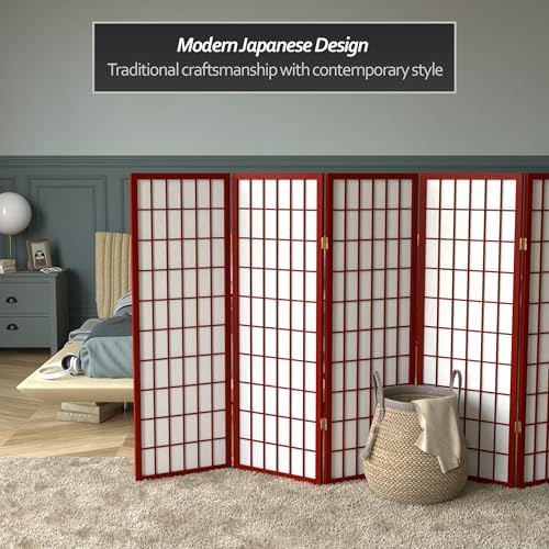 4 ft. Short Window Pane Shoji Screen - Rosewood - 5 Panels