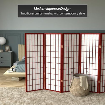 4 ft. Short Window Pane Shoji Screen - Rosewood - 5 Panels