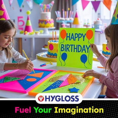 Hygloss Medium Poster Board 11x14 - 50 Assorted Neon Color Bulk Pack - 10 Pt. Thickness Colored Poster Board Paper for Projects, Signs, Displays - Posterboard Multipack 11" x 14"