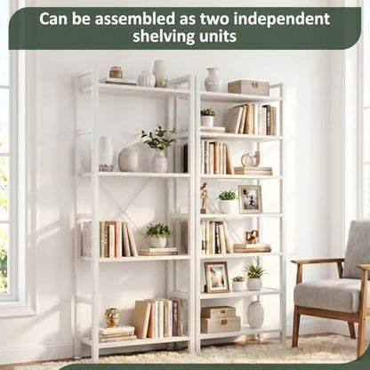 Triple Bookshelf, Free Standing Bookcase with Open Storage Shelves